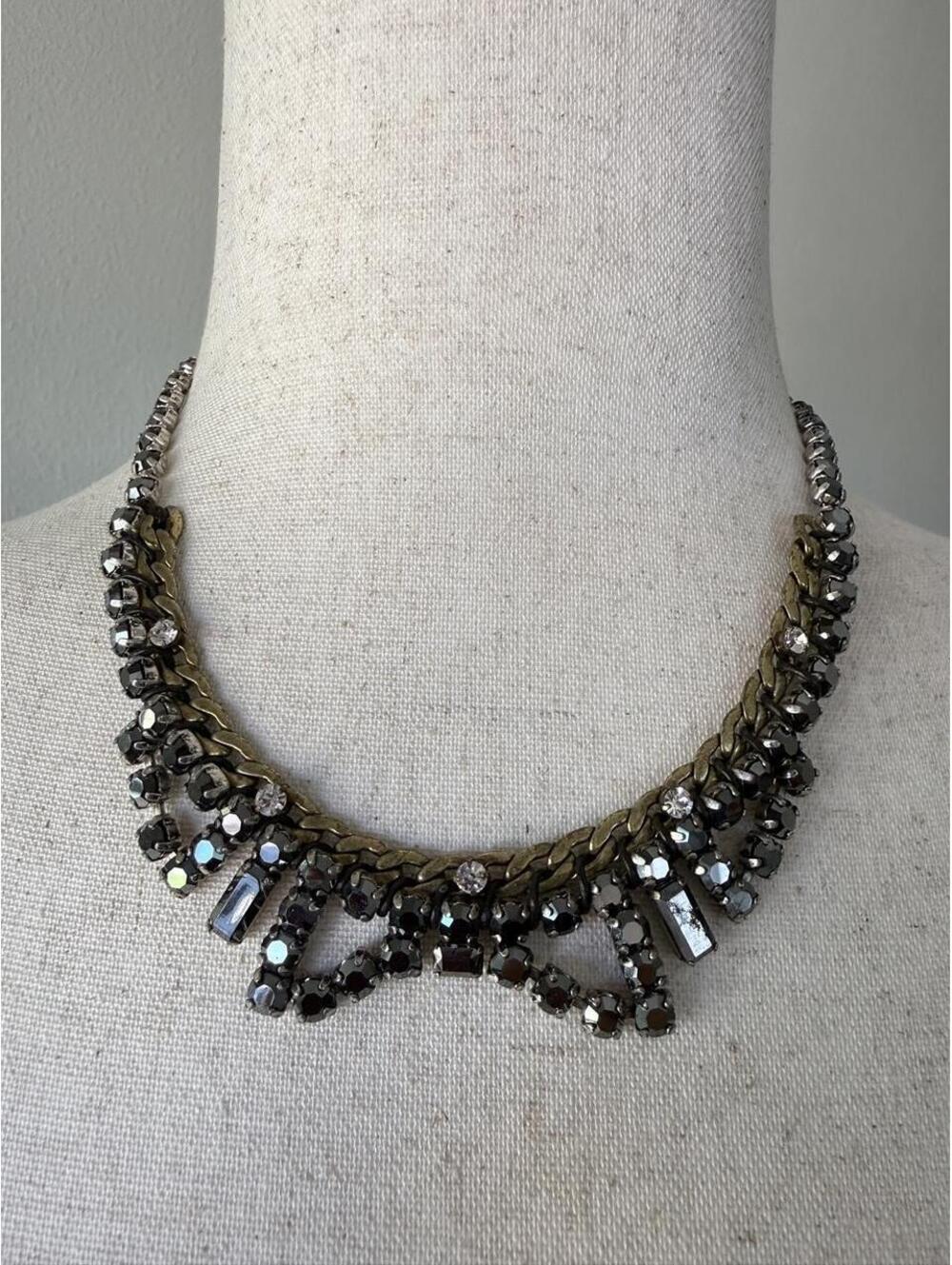 FOSSIL Gunmetal Rhinestone Statement Necklace